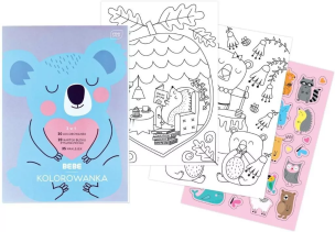 Kolorowanka z naklejkami A4/40K Bebe Kids pastel. Wydawca: INTERDRUK. Multiszop.pl Opakowanie Kolorowanka z naklejkami A4/40K Bebe Kids pastel