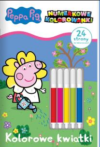 Kolorowe kwiatki. Świnka Peppa. Numerkowe kolorowanki. Autor: Opracowanie zbiorowe. Multiszop.pl Okładka książki Kolorowe kwiatki. Świnka Peppa. Numerkowe kolorowanki