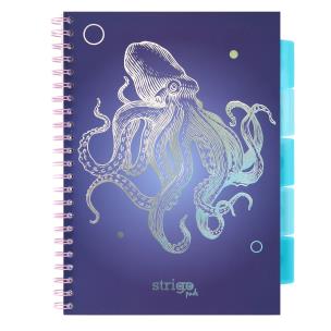 Kołozeszyt Strigo A4 Project Book Ośmiornica granatowy kratka. Wydawca: Strigo. Multiszop.pl Opakowanie Kołozeszyt Strigo A4 Project Book Ośmiornica granatowy kratka