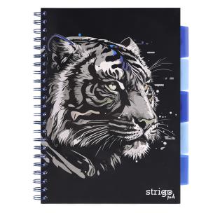 Kołozeszyt Strigo A4 Project Book Tygrys czarny linia. Wydawca: Strigo. Multiszop.pl Opakowanie Kołozeszyt Strigo A4 Project Book Tygrys czarny linia