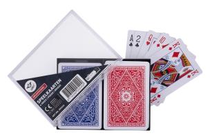 Opakowanie Komplet 2 talii kart w etui 100% platik 4 index