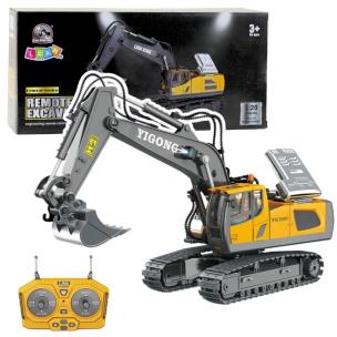 Koparka gąsienicowa RC 11-CH 1:20 żółta. Wydawca: Leantoys. Multiszop.pl Opakowanie Koparka gąsienicowa RC 11-CH 1:20 żółta