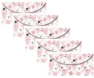 Opakowanie Koperta DL na zatrzask Serca 5 sztuk