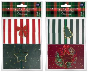 Opakowanie Koperty podarunkowe z gumka 2szt Christmas mix