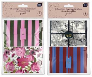 Opakowanie Koperty podarunkowe z gumką 2szt gold mix