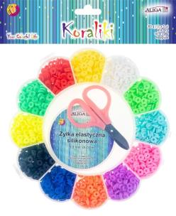 Opakowanie Koraliki gumowe 6mm, żyłka 10m, nożyczki MIX