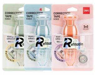 Opakowanie Korektor w taśmie 5mmx6m+dodatkowy wkład mix DELI
