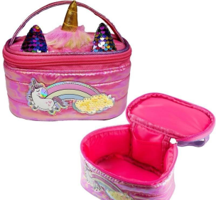 Opakowanie Kosmetyczka puff Jednorożec magenta