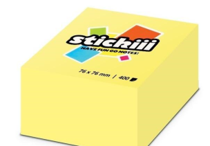Kostka samoprzylepna 76x76mm 400K żółta. Wydawca: Alfa Pastello. Multiszop.pl Opakowanie Kostka samoprzylepna 76x76mm 400K żółta
