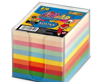 Kostka w kubiku 90x90mm 850 kartek 10 kolorów. Wydawca: Alfa Pastello. Multiszop.pl Opakowanie Kostka w kubiku 90x90mm 850 kartek 10 kolorów