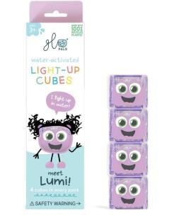 Kostki sensoryczne świecące w wodzie Lumi fiolet. Wydawca: Glo Pals. Multiszop.pl Opakowanie Kostki sensoryczne świecące w wodzie Lumi fiolet
