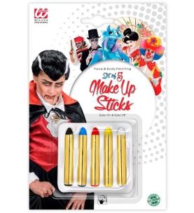 Kredki do malowania twarzy i ciała 5 kolorów. Wydawca: Widmann. Multiszop.pl Opakowanie Kredki do malowania twarzy i ciała 5 kolorów