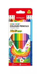 Kredki ołówkowe gradientowe 12 kolorów. Wydawca: Keyroad. Multiszop.pl Opakowanie Kredki ołówkowe gradientowe 12 kolorów