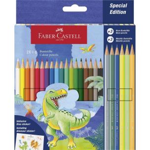 Kredki sześciokątne Dinozaur 18+6kol + naklejki. Wydawca: Faber Castell. Multiszop.pl Opakowanie Kredki sześciokątne Dinozaur 18+6kol + naklejki
