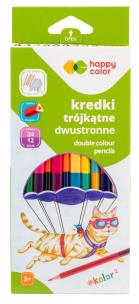 Opakowanie Kredki trójkątne 12szt 24 kolory HAPPY COLOR