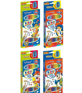 Okładka książki Kredki trójkątne dwustronne 12/24 kolory BAMBINO