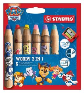 Opakowanie Kredki Woody Psi Patrol 6szt + temperówka STABILO