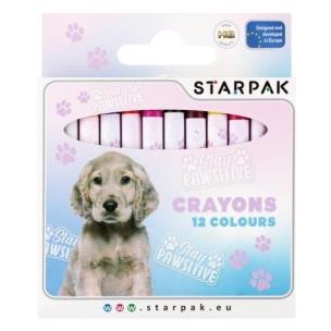 Kredki woskowe 12 kolorów Doggy. Wydawca: Starpak. Multiszop.pl Opakowanie Kredki woskowe 12 kolorów Doggy
