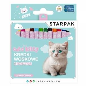 Kredki woskowe 12 kolorów Kitty. Wydawca: Starpak. Multiszop.pl Opakowanie Kredki woskowe 12 kolorów Kitty