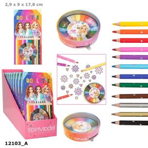Opakowanie Kredki z ruletką do losowania koloru Top Model 12 kolorów 12103A