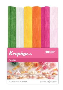 Opakowanie Krepina marszczona Candy 25x100cm 6 kolorów Happy Color