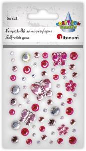 Opakowanie Kryształki samoprzylepne mix tonacja różowa 60szt