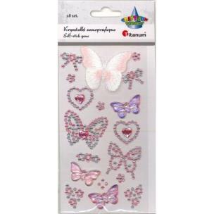 Opakowanie Kryształki samoprzylepne motyle różowe 18szt