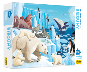 Okładka książki Książka i puzzle Ratujmy planetę bieguny 220 elementów