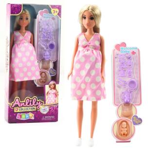 Lalka Anlily w ciąży sukienka w kropki akcesoria. Wydawca: Leantoys. Multiszop.pl Opakowanie Lalka Anlily w ciąży sukienka w kropki akcesoria