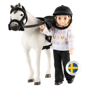 Lalka dżokejka zestaw z koniem. Wydawca: MICKI. Multiszop.pl Opakowanie Lalka dżokejka zestaw z koniem