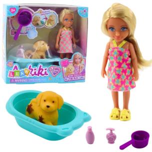 Lalka z pieskiem, wanną i akcesoriami. Wydawca: Leantoys. Multiszop.pl Opakowanie Lalka z pieskiem, wanną i akcesoriami