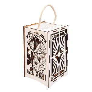 Lampion adwentowy drewniany Stajenka LED. Wydawca: CRESCO. Multiszop.pl Opakowanie Lampion adwentowy drewniany Stajenka LED