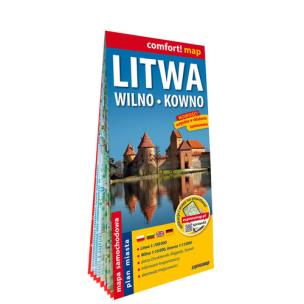 Okładka książki Litwa Wilno Kowno laminowana mapa samochodowa 1:700 000/1:10 000/1:15 000