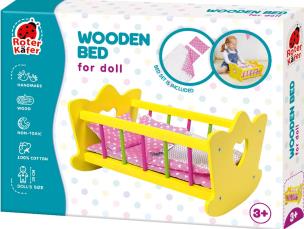 Opakowanie Łóżeczko drewniane małe z akcesoriami do spania RW1205