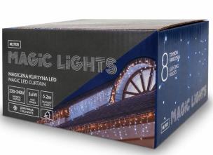 Opakowanie Magiczna kurtyna 150led 8 tryb IP44 2700K 5,2m 31V