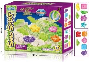 Magiczny piasek świecący w ciemności z foremkami. Wydawca: Merkpol. Multiszop.pl Opakowanie Magiczny piasek świecący w ciemności z foremkami