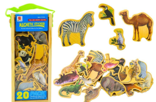 Magnesy drewniane zwierzęta 20szt. Wydawca: Leantoys. Multiszop.pl Opakowanie Magnesy drewniane zwierzęta 20szt