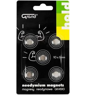 Opakowanie Magnesy neodymowe GR-N510 10mm 5szt GRAND