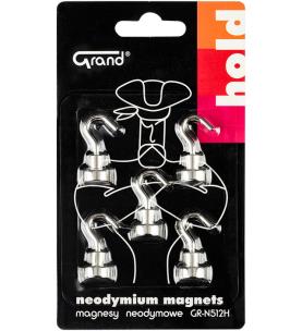 Opakowanie Magnesy neodymowe z haczykiem 12mm 5szt GRAND