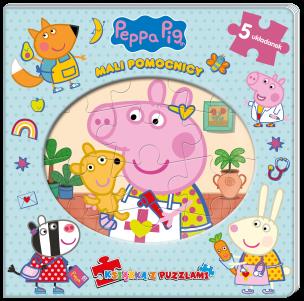 Okładka książki Mali pomocnicy. Książka z puzzlami. Świnka Peppa