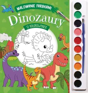 Malowanie farbkami Dinozaury. Autor: Izabella Sieńko-Holewa. Multiszop.pl Okładka książki Malowanie farbkami Dinozaury