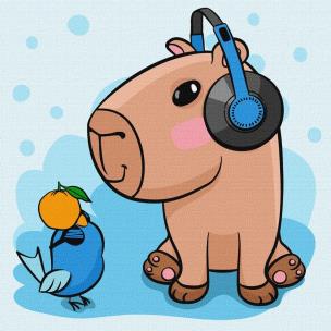 Opakowanie Malowanie po numerach - Kapibara w słuchawkach