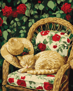 Opakowanie Malowanie po numerach - Kot w ogrodzie 30x40cm