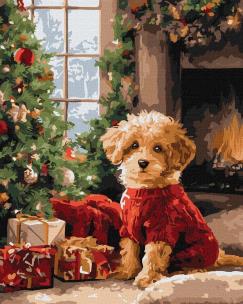 Opakowanie Malowanie po numerach - Pudel przy choince 40x50cm