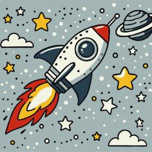 Opakowanie Malowanie po numerach - Rakieta kosmiczna Kids