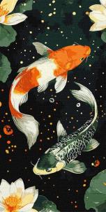Opakowanie Malowanie po numerach - Ryby koi'' 40x80cm