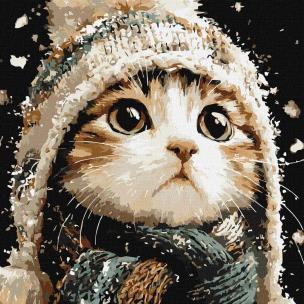 Opakowanie Malowanie po numerach -Śnieżny kotek 40x40cm