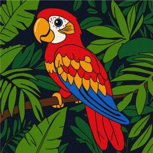 Opakowanie Malowanie po numerach - Wielobarwna papuga 25x25cm