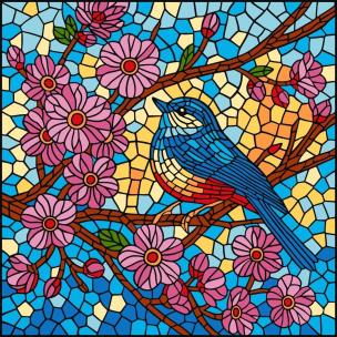 Opakowanie Malowanie po numerach - Witraż. Sikorka 30x30cm