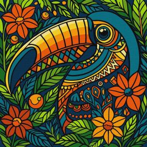 Opakowanie Malowanie po numerach - Witraż. Tukan 30x30cm